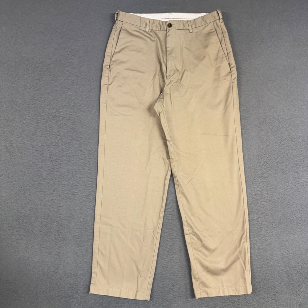 Haggar Pants Mens 34x30 (Fits 32x30) Brown Classic Straight Leg Combed Cotton